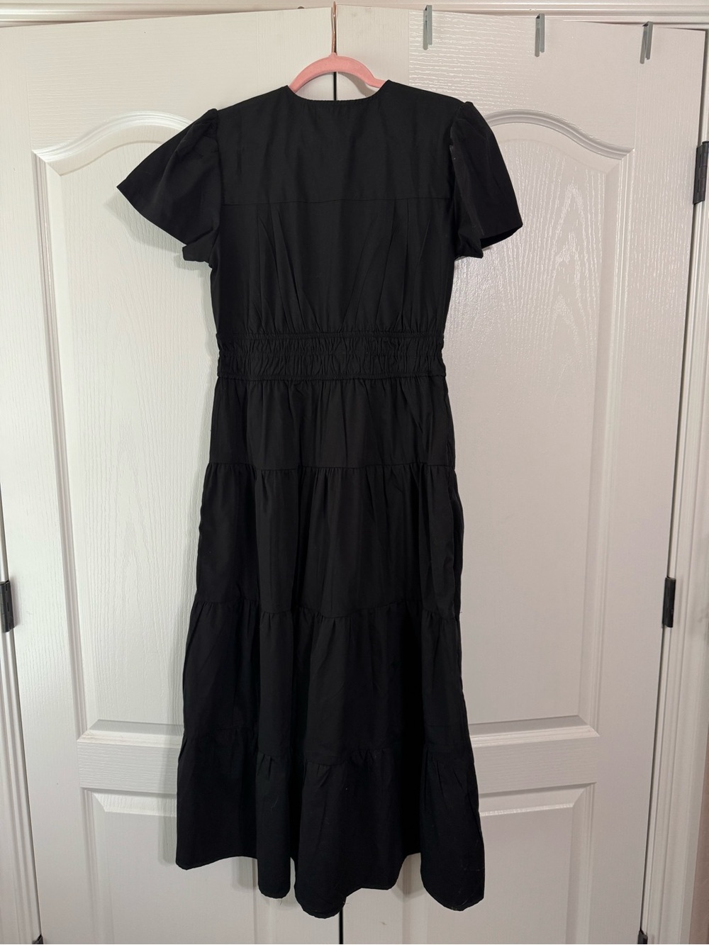 Women's Black Tiered V-Neck Maxi Dress - Picture 2 of 3